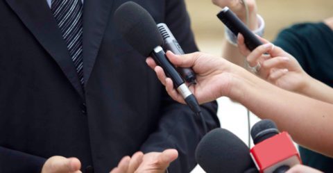 business meeting conference journalism microphones