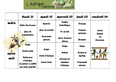 planning 1ere semaine