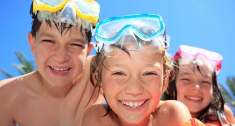 Happy children with goggles