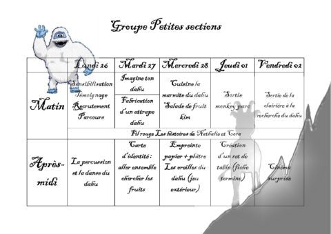 Plannings fevrier 2e semaine