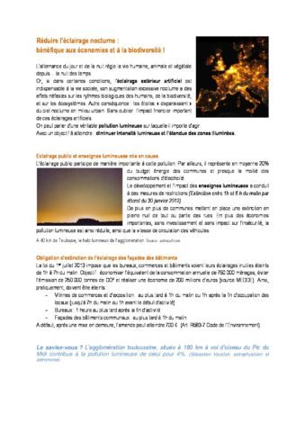 Réduction des pollutions lumineuses et économies d