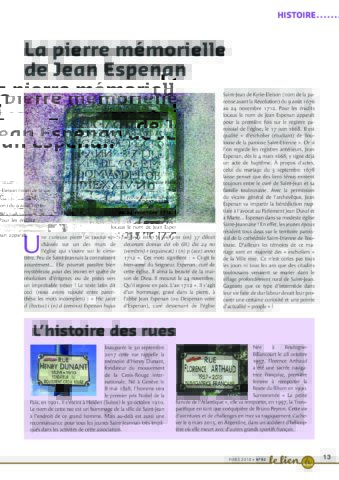 La pierre mémorielle de Jean Espenan
