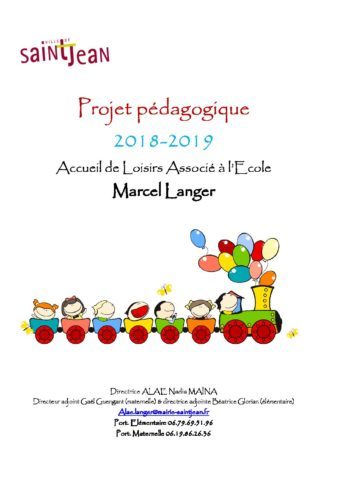 Projet pédagogique Marcel langer 2018 – 2019 pdf