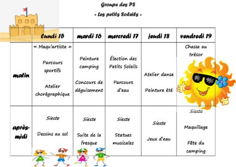 planning 2 semaine Juillet