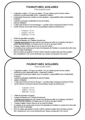 fournitures PS