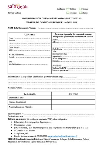 CANDIDATURE PROGRAMMATION