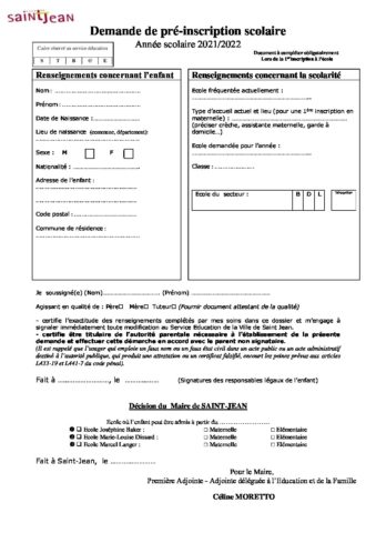 Fiche Inscription 2021-2022