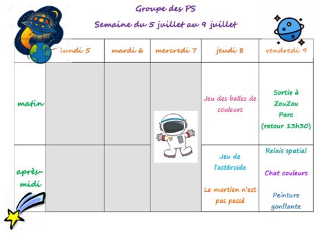 plannings juillet