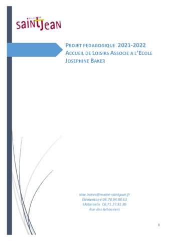 Projet pédagogique Joséphine Baker2021-2022