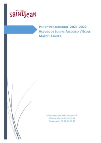 Projet pédagogique Marcel langer 2021-2022