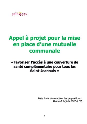 Appel à Projet – Mutuelle – SAINT-JEAN