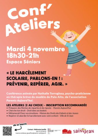 Conf’Ateliers : Le harcèlement scolaire, parlons-en !