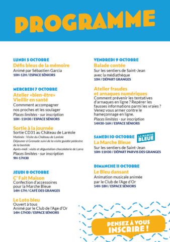 Programme Semaine bleue 2026